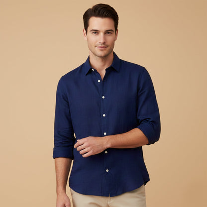 Men's Cotton Linen Shirt Relaxed Fit Casual