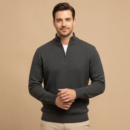 Men's Textured Quarter Zip Knit Sweater