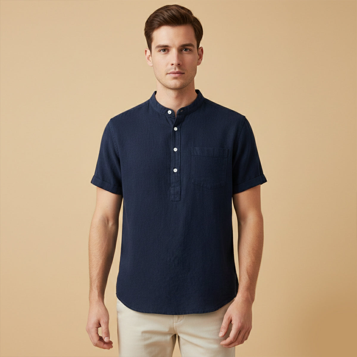 Men's Casual Summer Shirt Cotton Chest Pocket