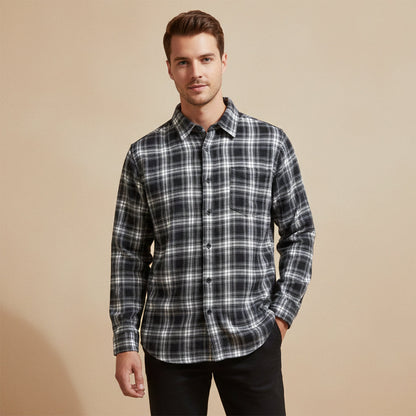 Men's Plaid Casual Shirt Loose Fit Retro Style