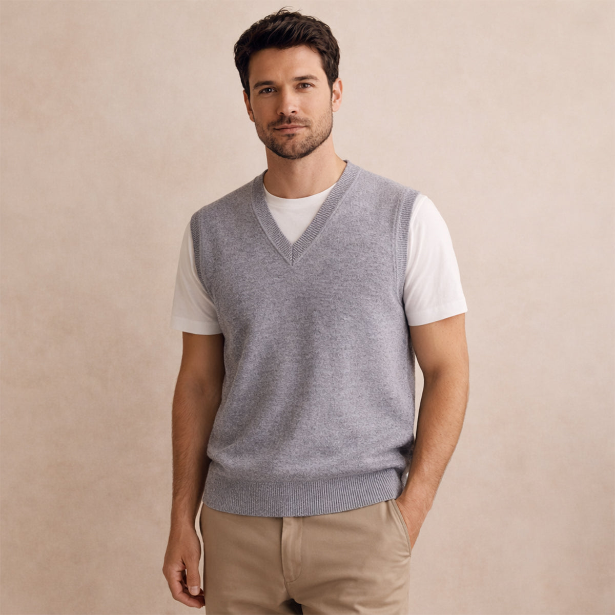 Men's V Neck Sleeveless Knit Vest