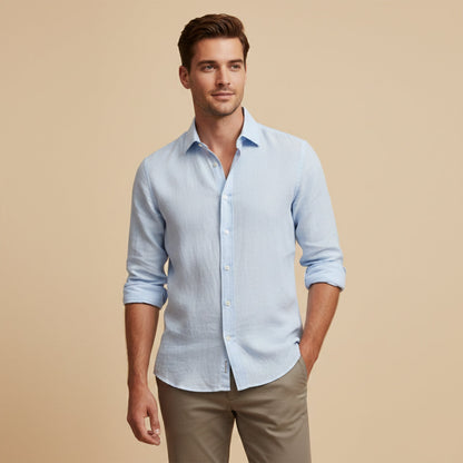 Men's Cotton Linen Button Up Shirt Lightweight