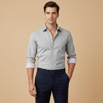 Men's Slim Fit Striped Button Up Shirt