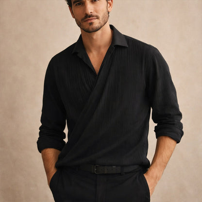 Men's Slim Fit Dress Shirt Black Cotton