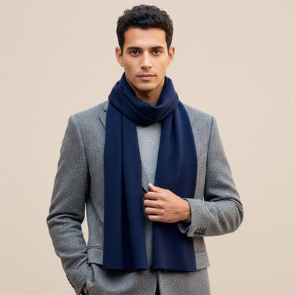 Men's Cashmere Merino Scarf Navy Blue