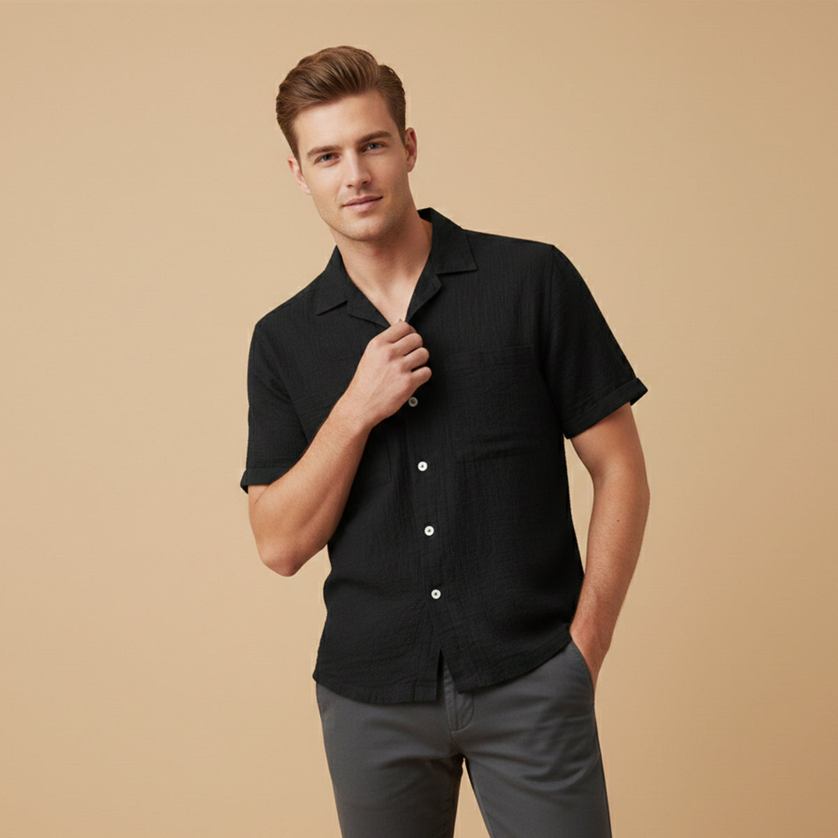 Men's Relaxed Fit Linen Blend Shirt