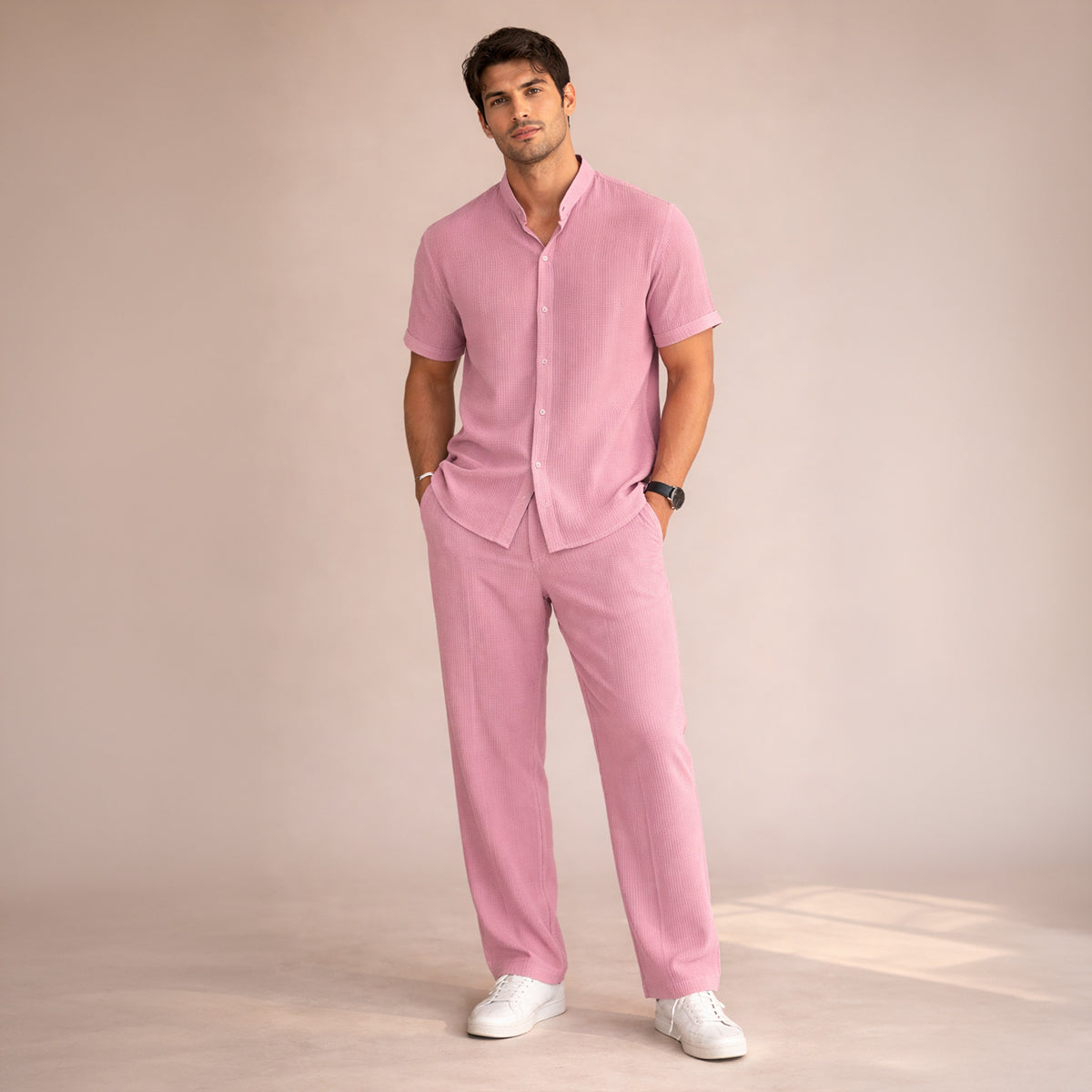 Men's Linen Summer Set Shirt Pants Lightweight