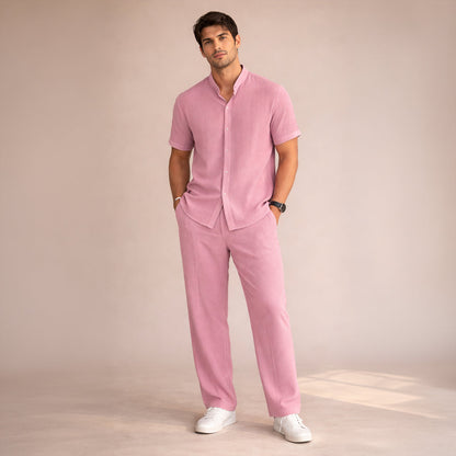 Men's Linen Summer Set Shirt Pants Lightweight
