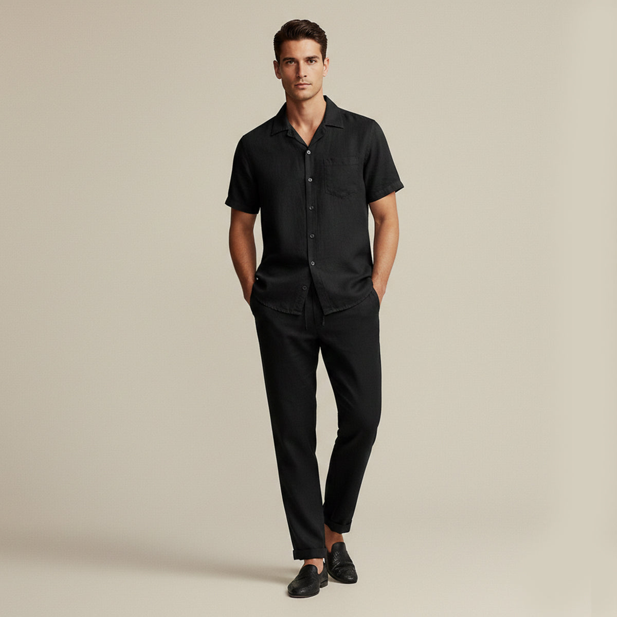 Men's Linen Beach Shirt Pants Set Lightweight