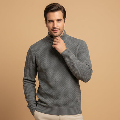 Men's Textured Quarter Zip Knit Sweater