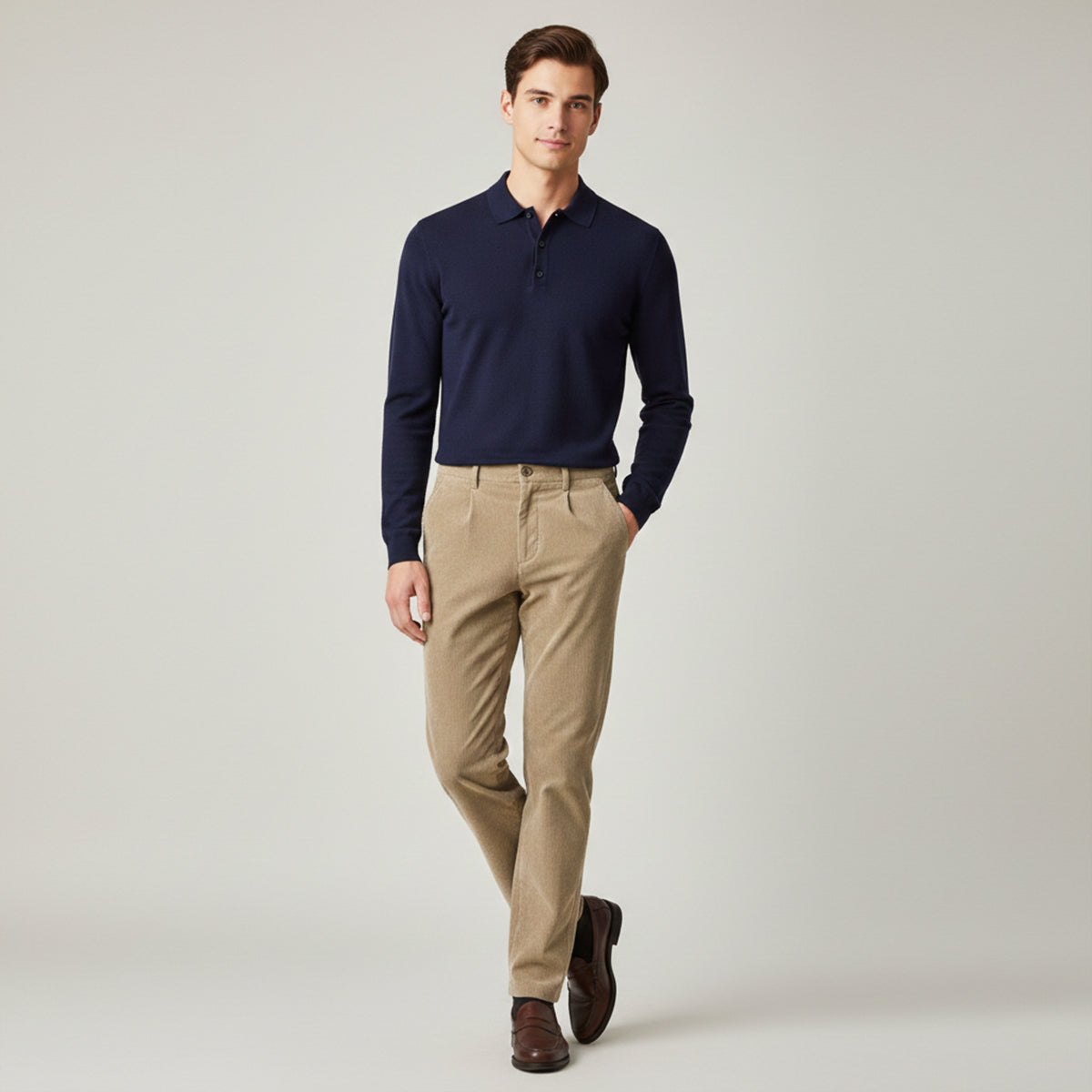 Men's Corduroy Pants Elastic Waist Casual