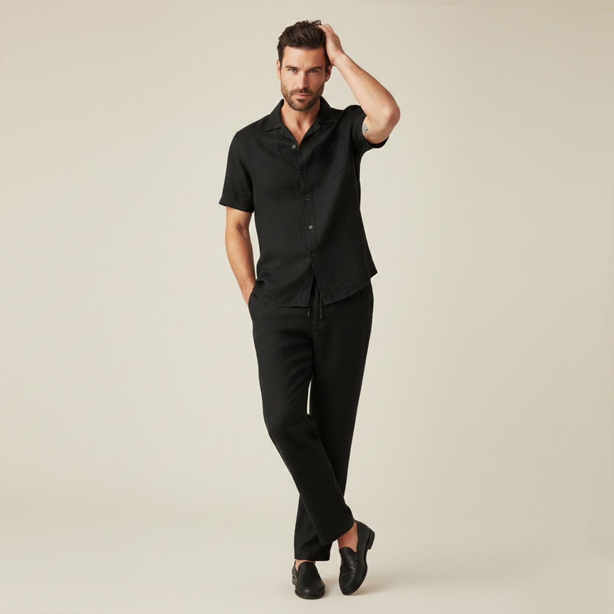 Men's Linen Beach Shirt And Pants Set