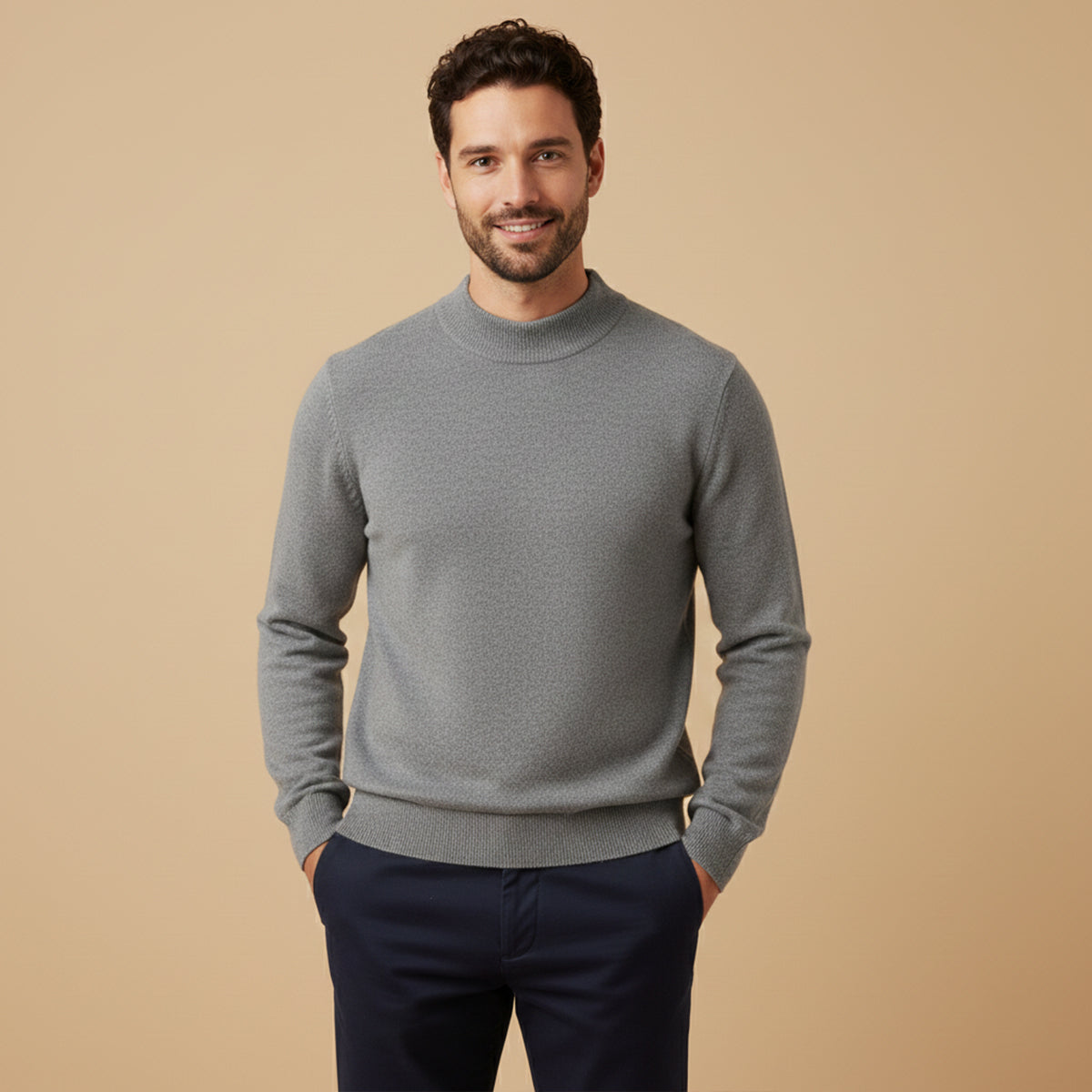 Men's Mock Neck Knit Sweater