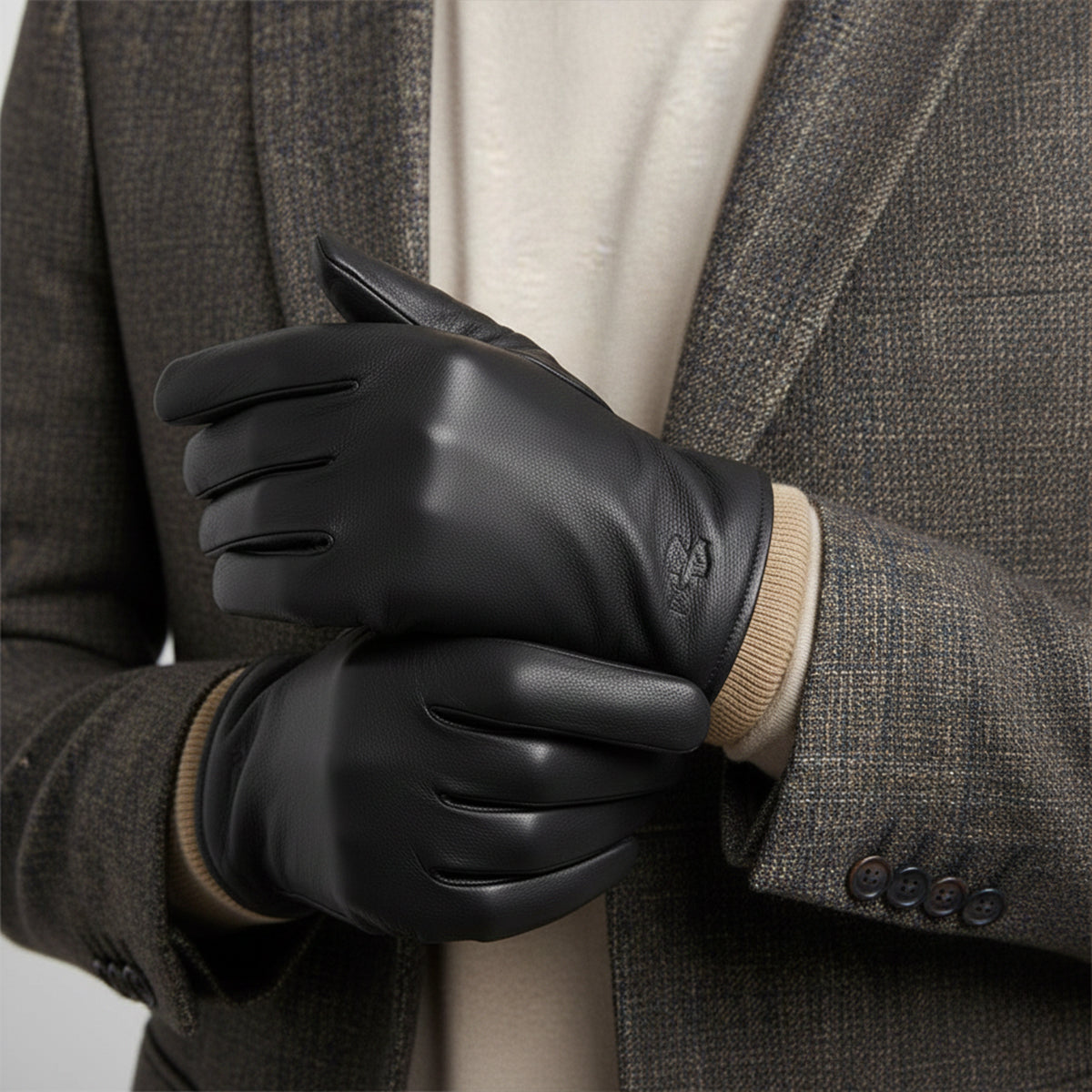 Men's Leather Wool Lined Driving Gloves
