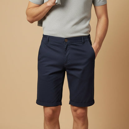 Men's Cotton Summer Shorts Flat Front Beige