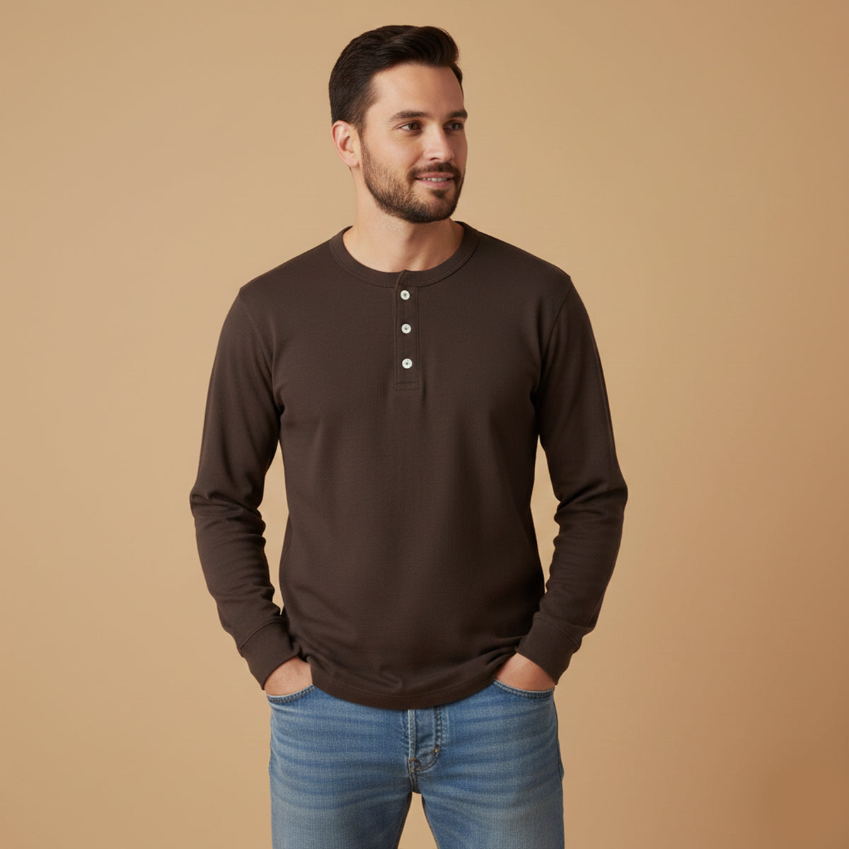 Men's Classic Cotton Henley Shirt