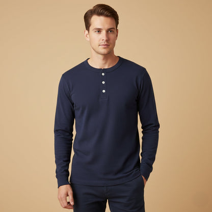 Men's Cotton Casual Henley Shirt Lightweight