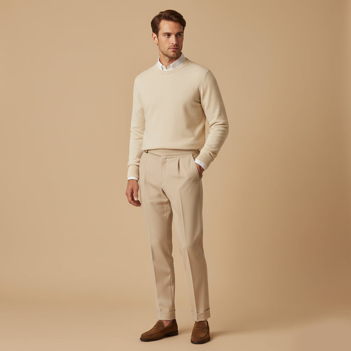 Men's High Waisted Pleated Trousers