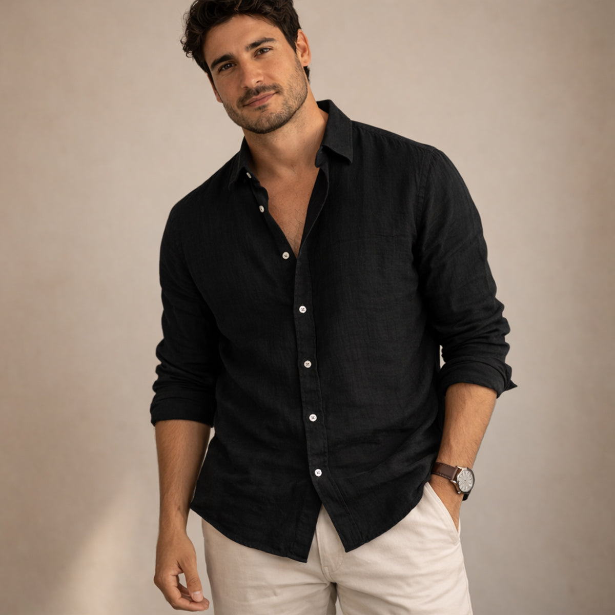 Men's Cotton Linen Beach Shirt