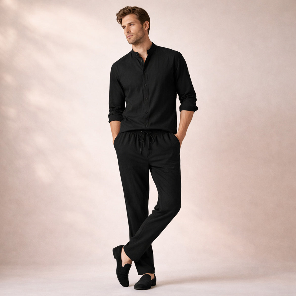 Men's Summer Shirt And Trousers Lightweight Set