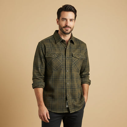 Men's Cotton Shirt Jacket Lightweight Checkered