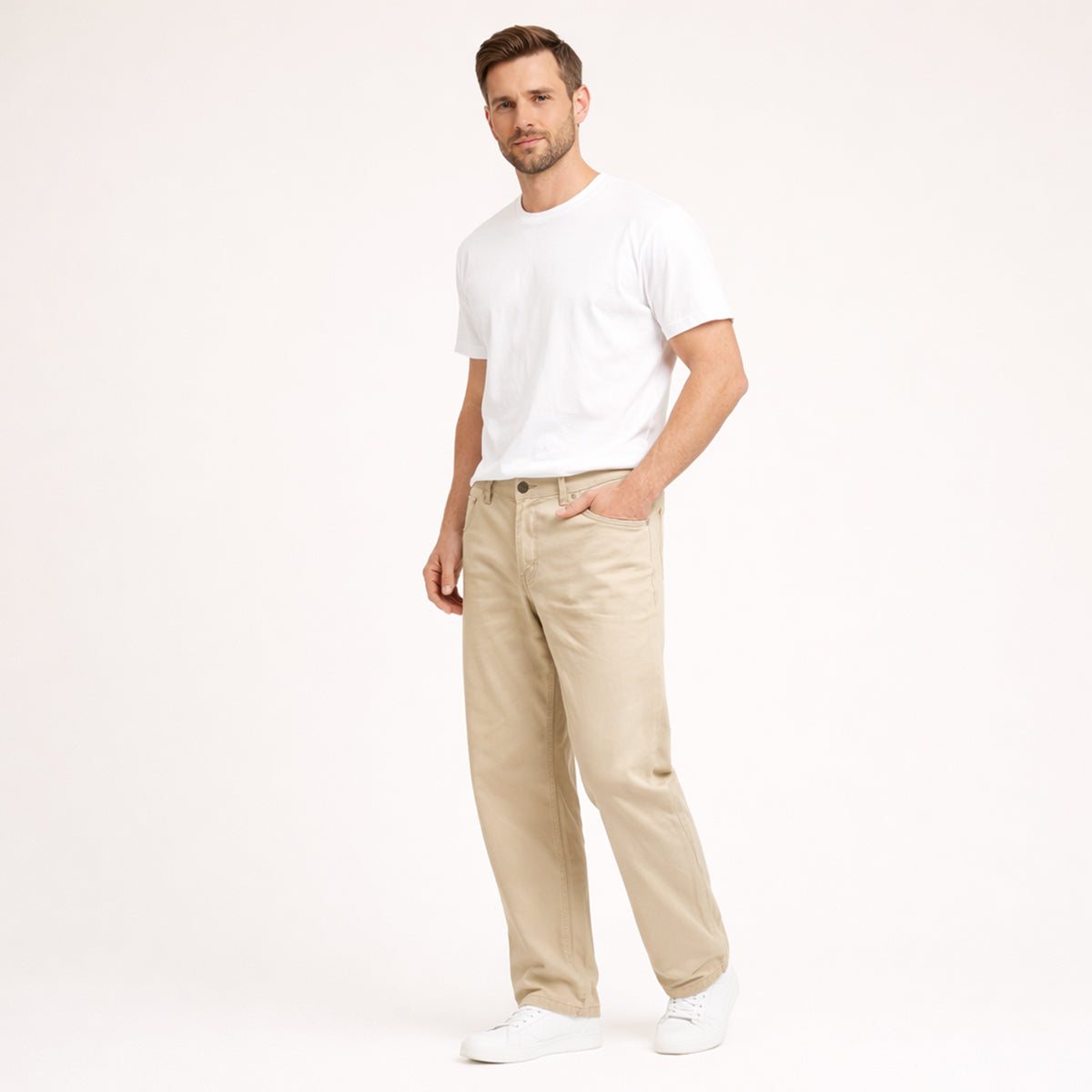 Men's Cotton Straight Leg Pants Loose Fit