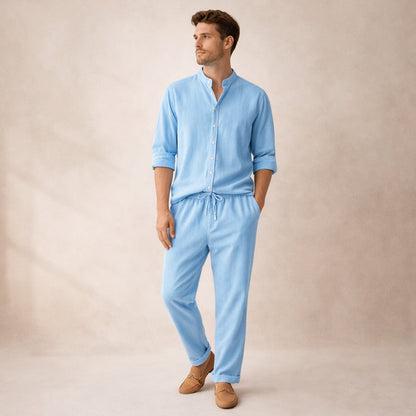 Men's Casual Shirt And Trousers Set