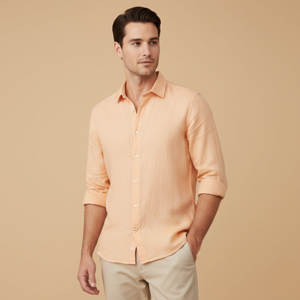 Men's Cotton Linen Shirt Relaxed Fit Casual