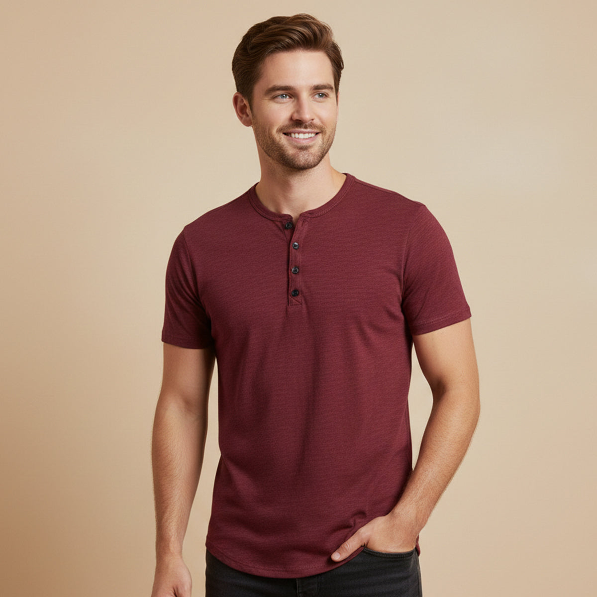 Men's Casual Henley T Shirt Summer Cotton