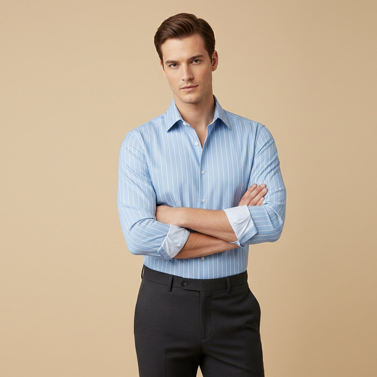 Men's Slim Fit Striped Button Up Shirt