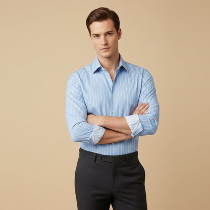 Men's Slim Fit Striped Button Up Shirt