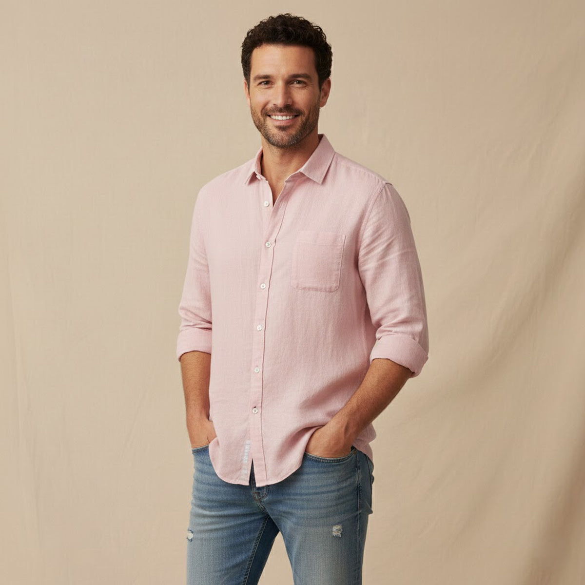 Men's Cotton Linen Summer Shirt Lightweight
