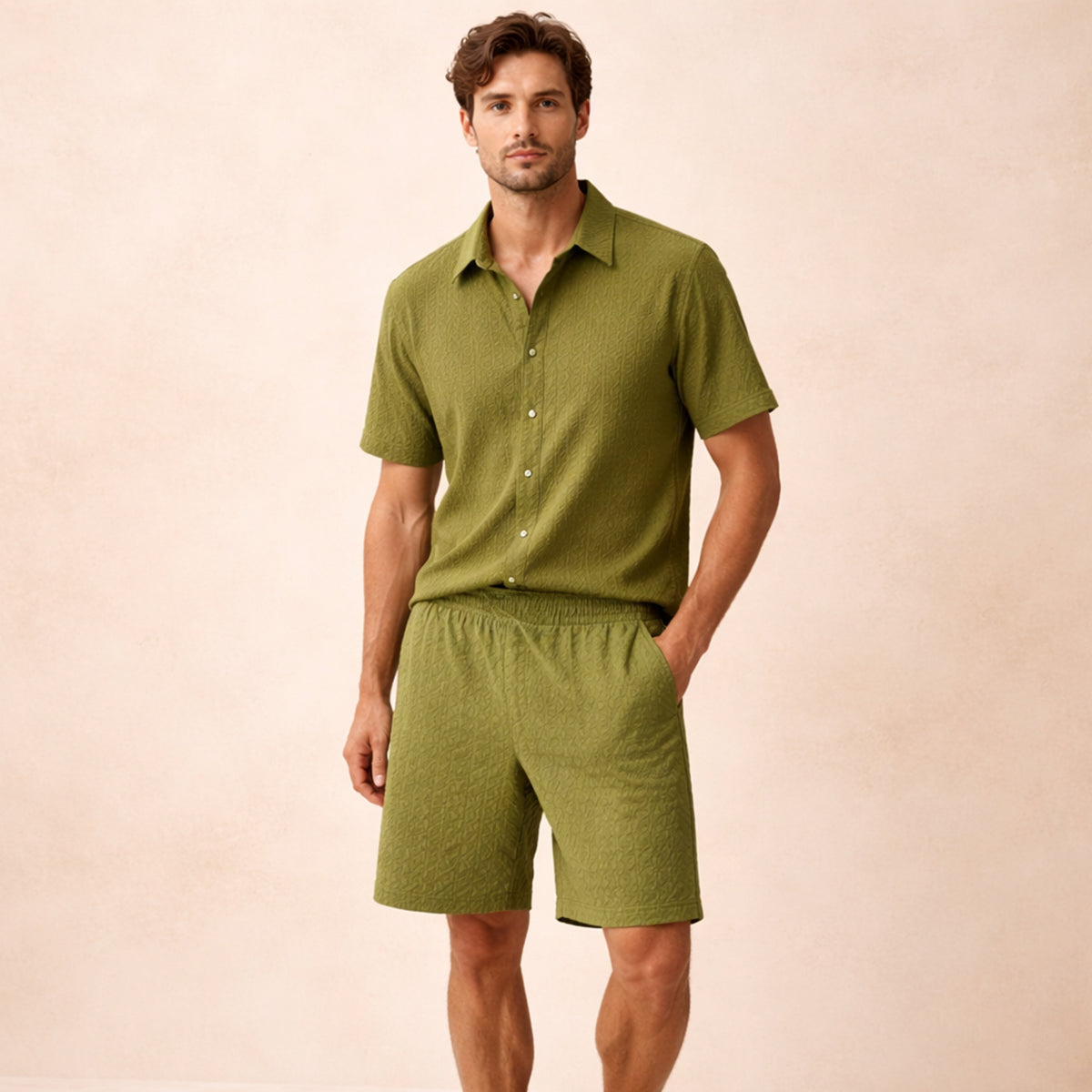 Men's Casual Summer Shirt And Shorts Set