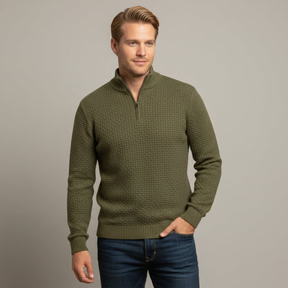 Men's Textured Quarter Zip Knit Sweater