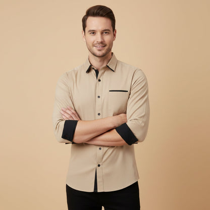 Men's Contrast Trim Button Up Shirt