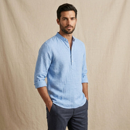 Men's Linen Casual Shirt Breathable Beige
