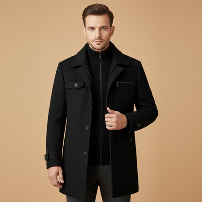 Men's Wool Blend Smart Jacket Zipper Button Closure