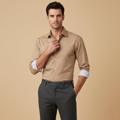 Men's Slim Fit Striped Button Up Shirt