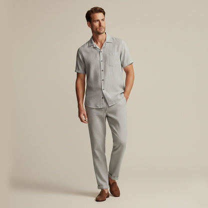 Men's Linen Beach Shirt Pants Set Lightweight
