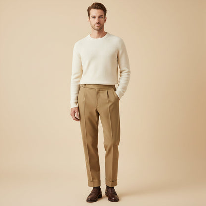 Men's High Waisted Pleated Trousers
