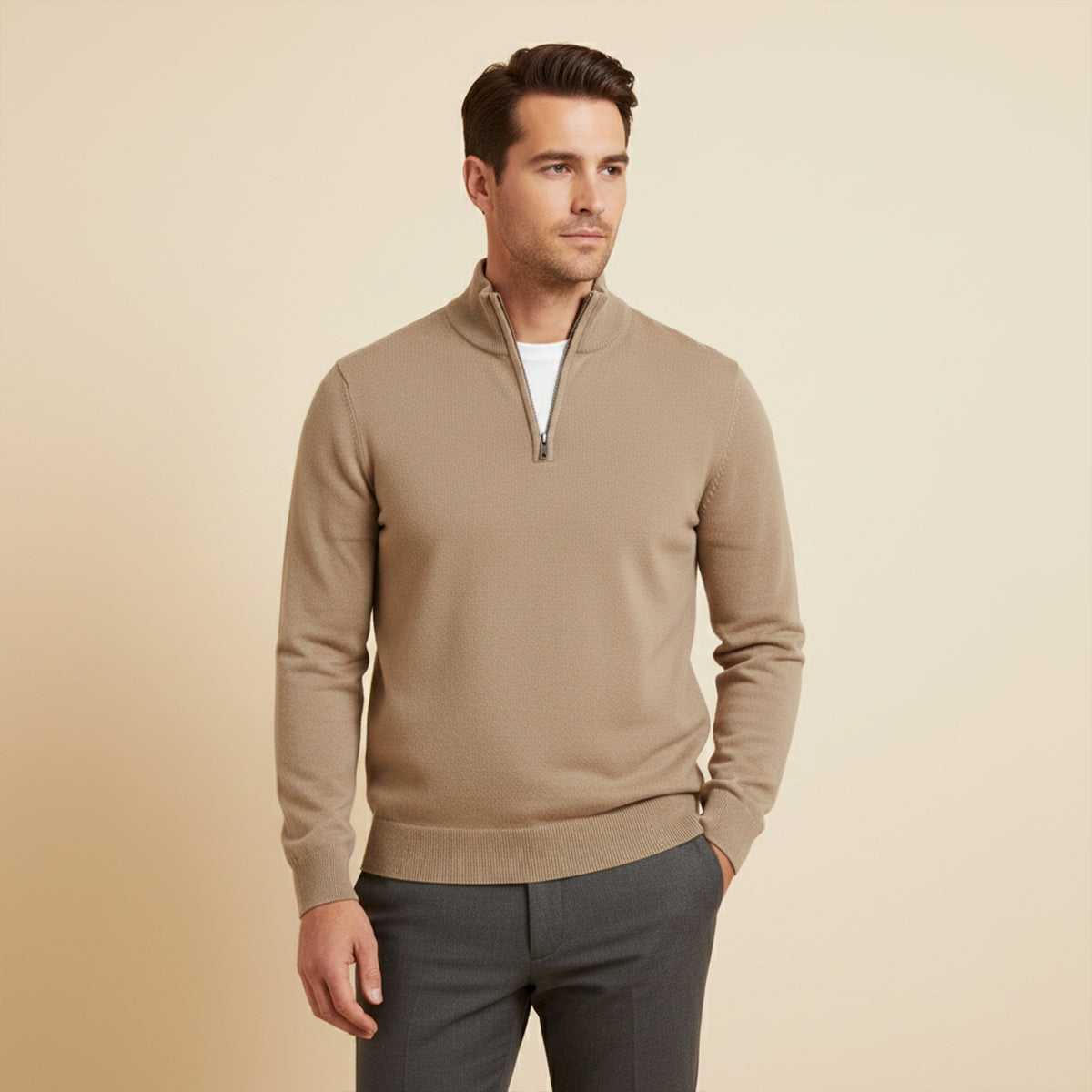Men's Quarter Zip Sweater Smart Casual