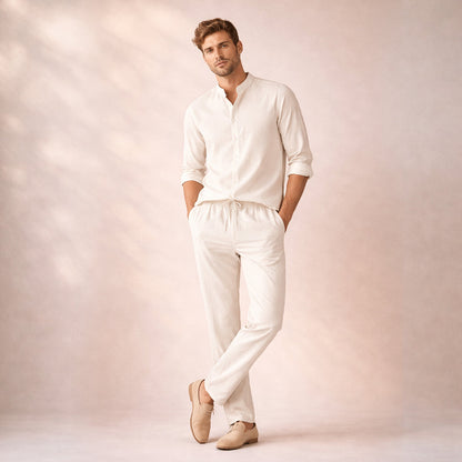 Men's Summer Shirt And Trousers Lightweight Set