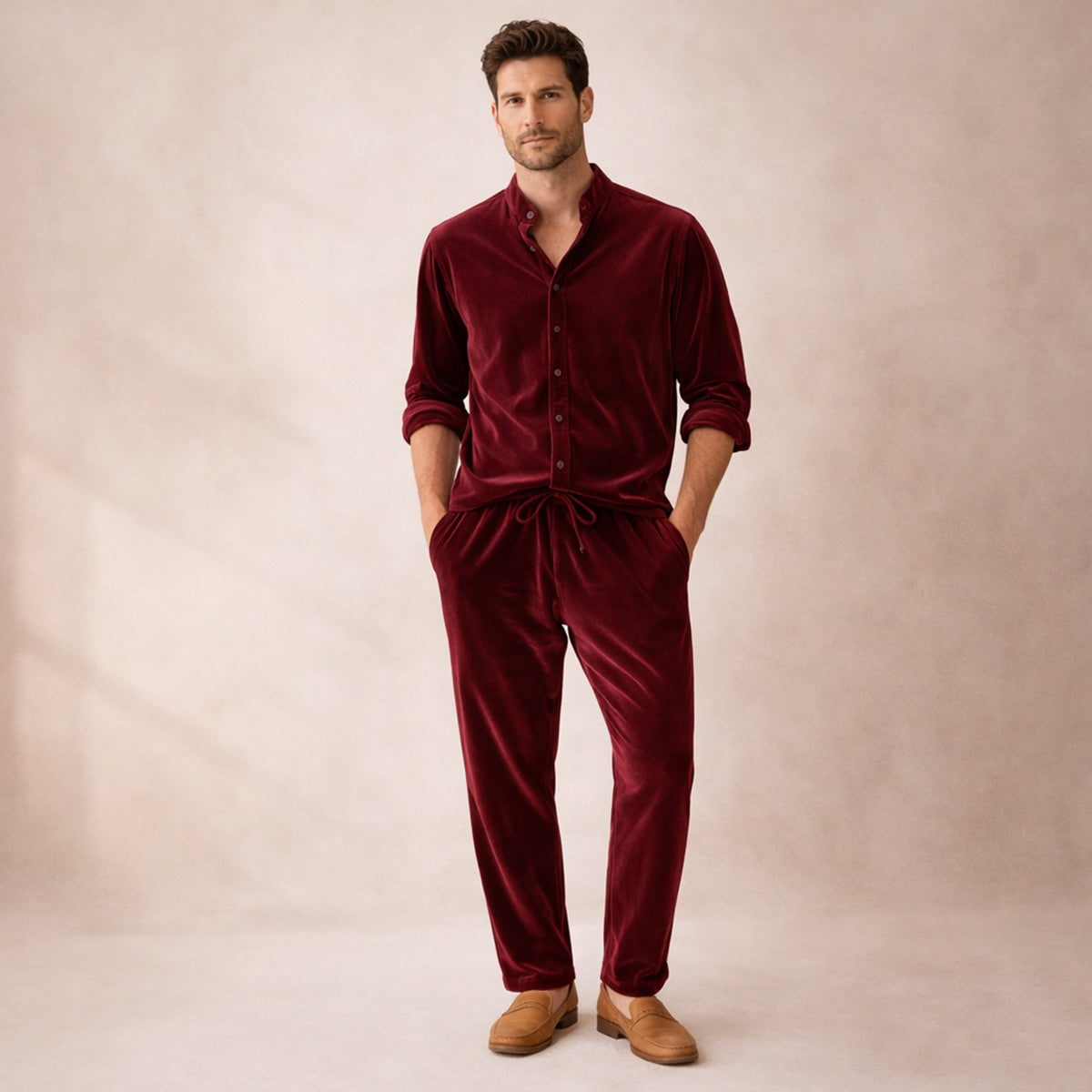 Men's Casual Shirt And Trousers Set
