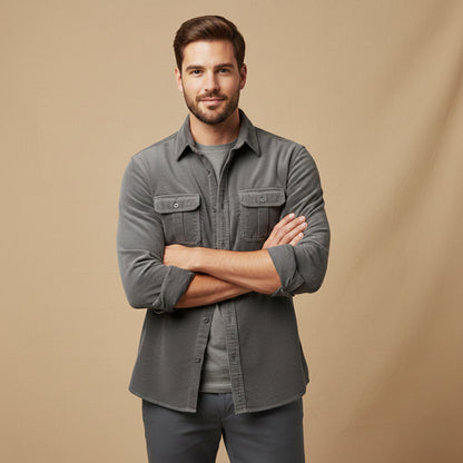Veneto Men's Corduroy Button Up Shirt