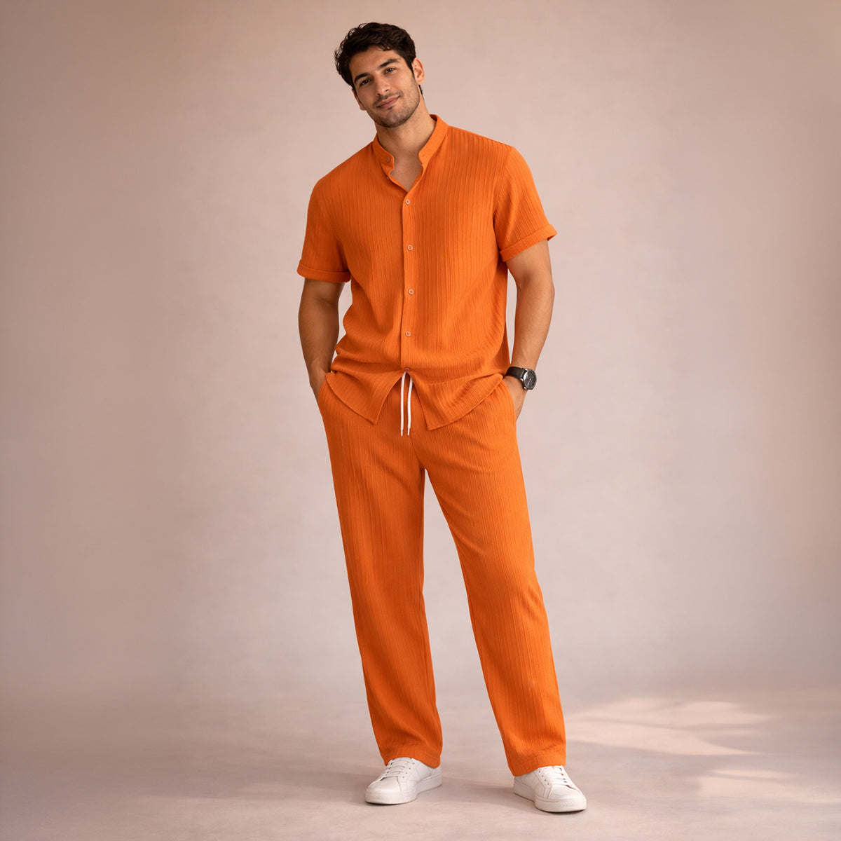 Men's Linen Summer Set Shirt Pants Lightweight