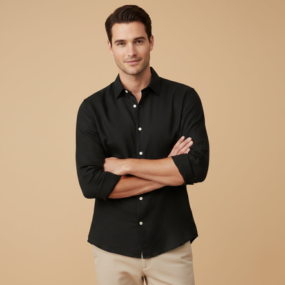 Men's Cotton Linen Shirt Relaxed Fit Casual