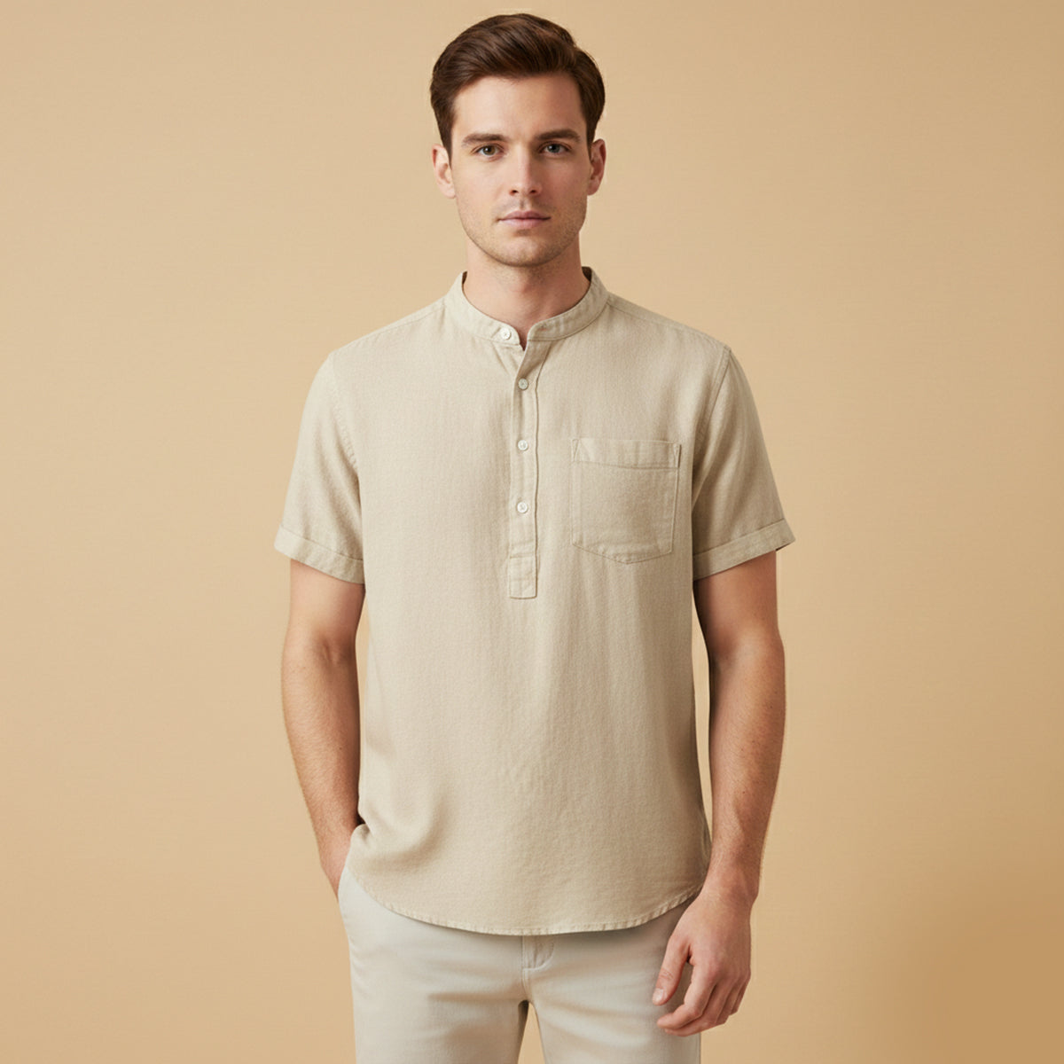 Men's Casual Summer Shirt Cotton Chest Pocket