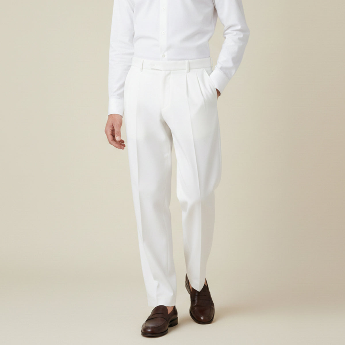 Men's Linen Summer Pants Loose Fit Breathable Beige