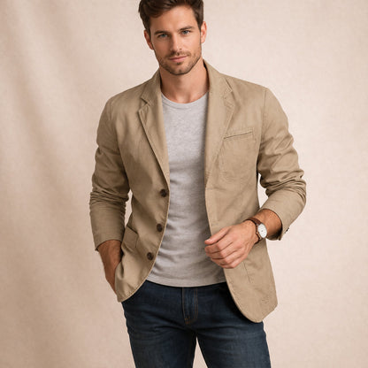 Men's Cotton Blazer Lightweight Beige
