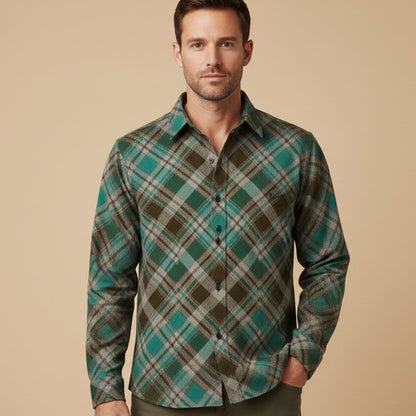 Men's Western Denim Shirt Two Tone Patchwork Soft Blue